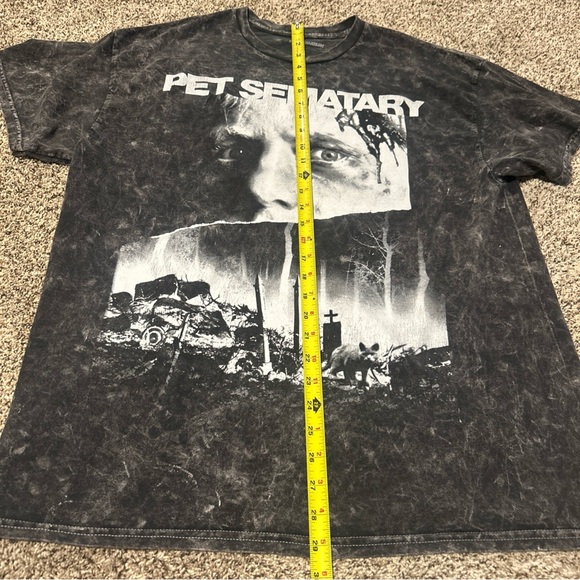 Pet Sematary Horror Movie Poster Mens Black Ice Wash short sleeve T Shirt Size M - Picture 10 of 14